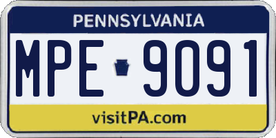 PA license plate MPE9091