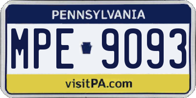 PA license plate MPE9093