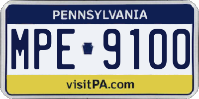 PA license plate MPE9100