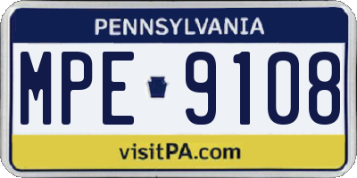 PA license plate MPE9108