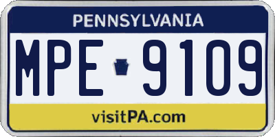PA license plate MPE9109