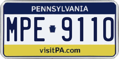 PA license plate MPE9110