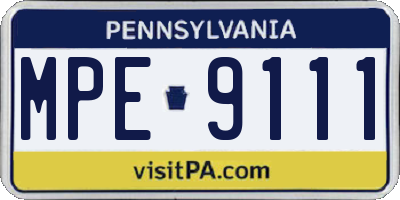PA license plate MPE9111