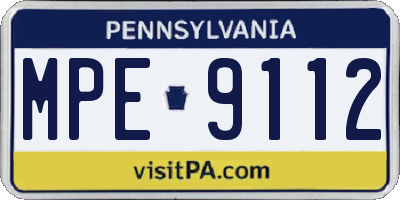 PA license plate MPE9112