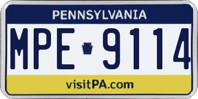 PA license plate MPE9114