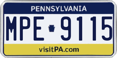 PA license plate MPE9115