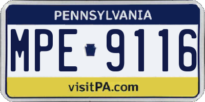 PA license plate MPE9116