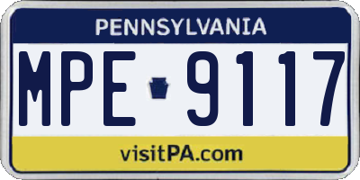 PA license plate MPE9117