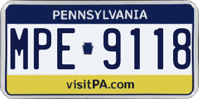 PA license plate MPE9118