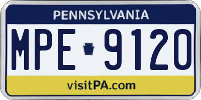 PA license plate MPE9120