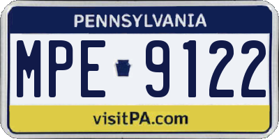 PA license plate MPE9122