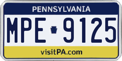 PA license plate MPE9125