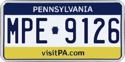 PA license plate MPE9126