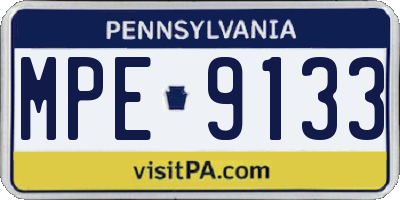 PA license plate MPE9133