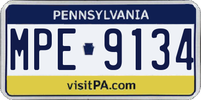 PA license plate MPE9134