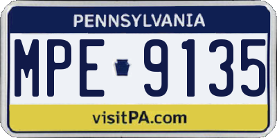 PA license plate MPE9135