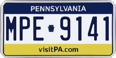 PA license plate MPE9141