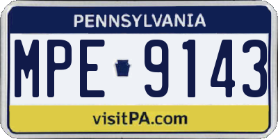 PA license plate MPE9143