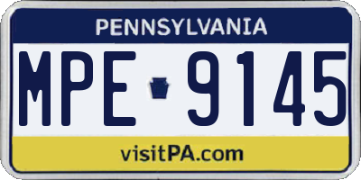 PA license plate MPE9145