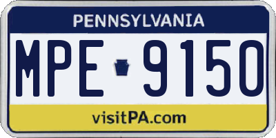 PA license plate MPE9150