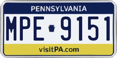 PA license plate MPE9151