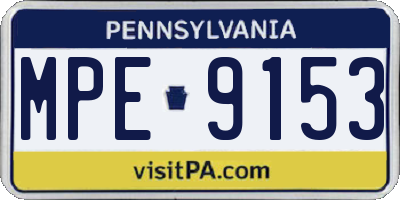 PA license plate MPE9153