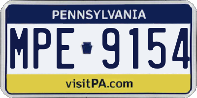 PA license plate MPE9154