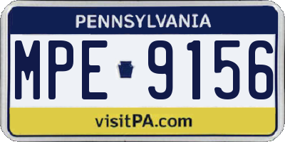 PA license plate MPE9156