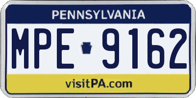 PA license plate MPE9162
