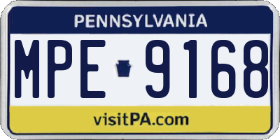 PA license plate MPE9168