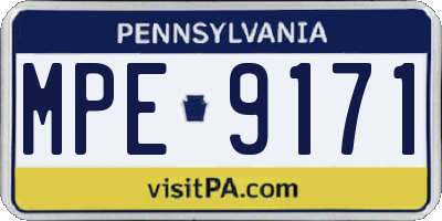 PA license plate MPE9171
