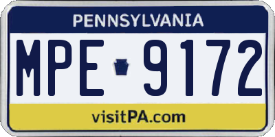 PA license plate MPE9172