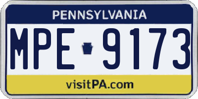 PA license plate MPE9173