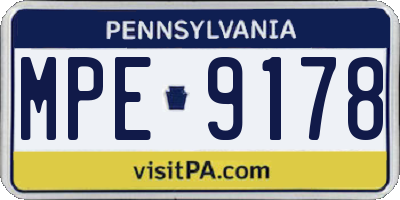 PA license plate MPE9178