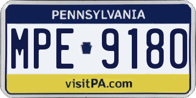 PA license plate MPE9180