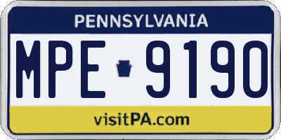 PA license plate MPE9190