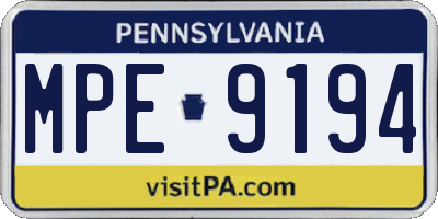 PA license plate MPE9194
