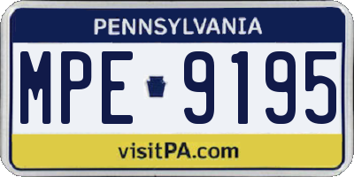 PA license plate MPE9195