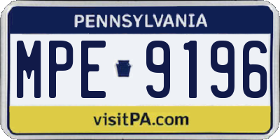 PA license plate MPE9196