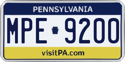 PA license plate MPE9200