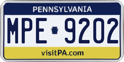 PA license plate MPE9202