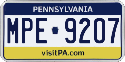 PA license plate MPE9207