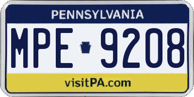 PA license plate MPE9208