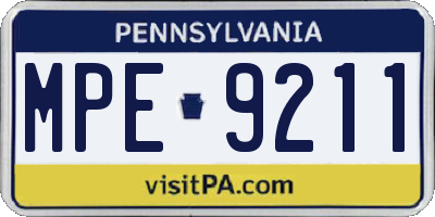 PA license plate MPE9211