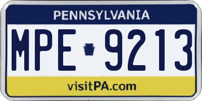 PA license plate MPE9213