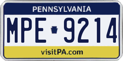 PA license plate MPE9214