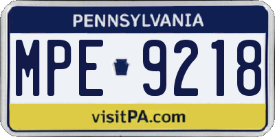 PA license plate MPE9218