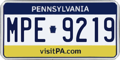 PA license plate MPE9219