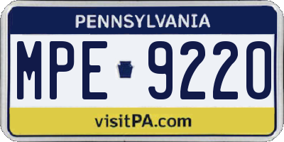 PA license plate MPE9220