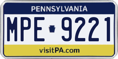PA license plate MPE9221